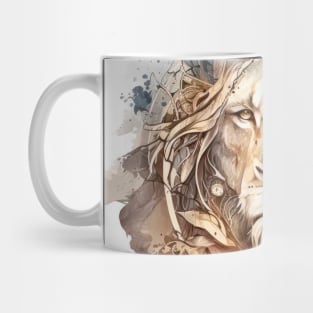 Lion Portrait Animal Painting Wildlife Outdoors Adventure Mug